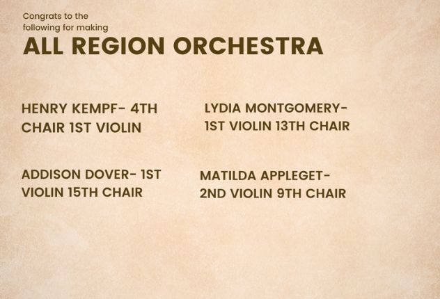 Orchestra All-Region Qualifiers Announced